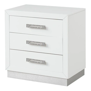 Galaxy Home Furnishings Coco 3-Drawer Wood Veneer Nightstand, Milky White