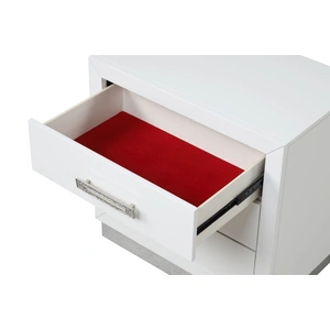 Galaxy Home Furnishings Coco 3-Drawer Wood Veneer Nightstand, Milky White