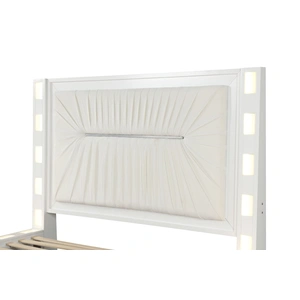 Galaxy Home Furnishings Coco Bed with Plush Upholstered Headboard & LED Lighting, Milky White