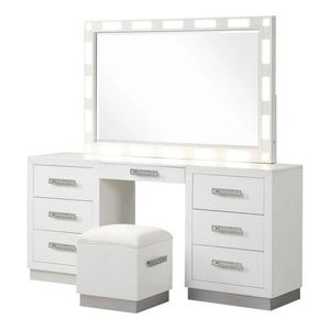 Galaxy Home Furnishings Coco 5-Piece Wood Veneer Vanity Set, Milky White