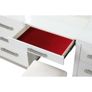 Galaxy Home Furnishings Coco 5-Piece Wood Veneer Vanity Set, Milky White