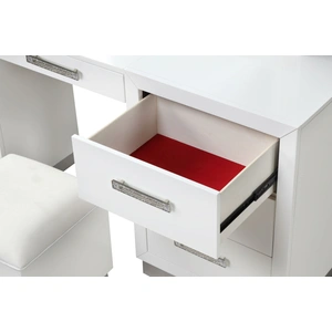 Galaxy Home Furnishings Coco 5-Piece Wood Veneer Vanity Set, Milky White