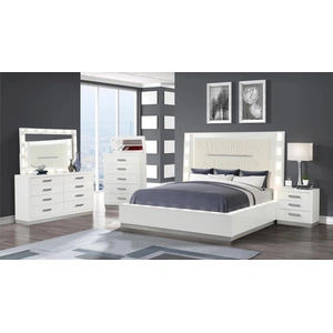 Galaxy Home Furnishings Coco Plush/Wood Regular Bedroom Set, Milky White