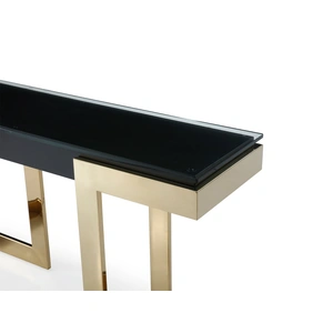 Whiteline Modern Living Sumo Glass Console Table, Black/Gold