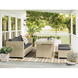 Whiteline Modern Living Abbie 5 Piece Outdoor Dining Set, Beige/Gray