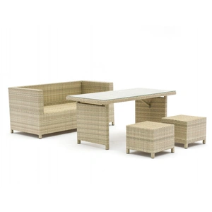 Whiteline Modern Living Abbie 5 Piece Outdoor Dining Set, Beige/Gray