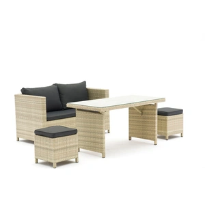 Whiteline Modern Living Abbie 5 Piece Outdoor Dining Set, Beige/Gray