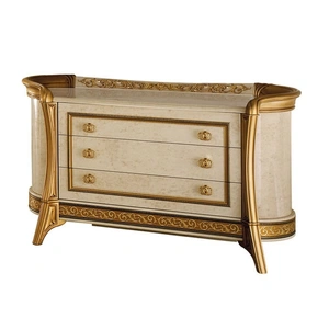 ESF Furniture Melodia Dresser w/3 Drawers, Beige/Gold