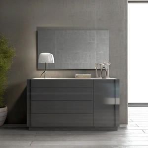 J&M Furniture Braga Premium LED Platform Bedroom Set, Grey Lacquer