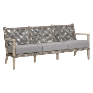 Essentials For Living Costa 77-inch Fabric/Rope/Wood Outdoor Sofa, Performance Dove/Grey Teak