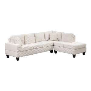 Galaxy Home Furnishings Cozy Velvet Sectional Sofa with Ottoman