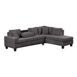 Galaxy Home Furnishings Cozy Velvet Sectional Sofa with Ottoman