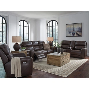 Ashley Furniture Crossplex Leather/PVC Power Reclining Living Set, Smoke
