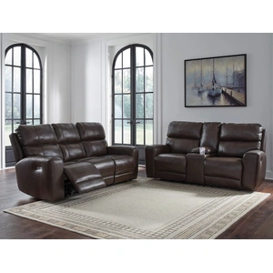 Ashley Furniture Crossplex Leather/PVC Power Reclining Living Set, Smoke