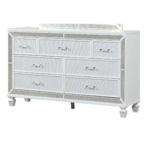 Galaxy Home Furnishings Crystal 7-Drawer Wood Veneer Dresser in White