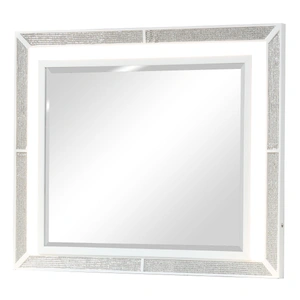 Galaxy Home Furnishings Crystal Wood Veneer Mirror, White