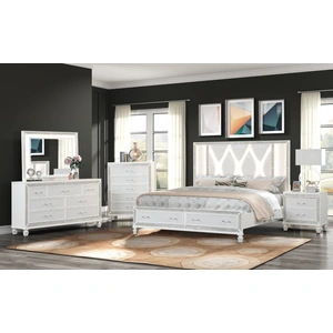 Galaxy Home Furnishings Crystal Wood Veneer Mirror, White