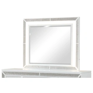 Galaxy Home Furnishings Crystal Wood Veneer Mirror, White