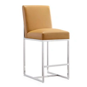 Manhattan Comfort Element 37.2-inch Leatherette/Stainless Steel Counter Stool