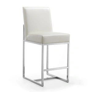 Manhattan Comfort Element 37.2-inch Leatherette/Stainless Steel Counter Stool