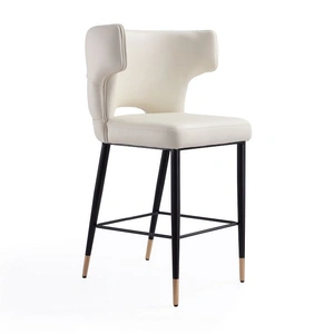 Manhattan Comfort Holguin 37-inch Leatherette/Wood Counter Stool w/Tufted Back Buttons