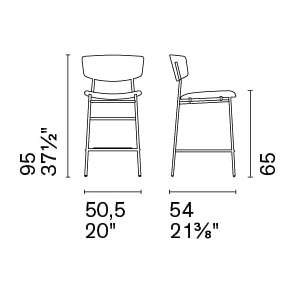 Calligaris Fifties Fabric/Metal/Wood Customizable Counter Stool w/Wooden Back (Set of 2)