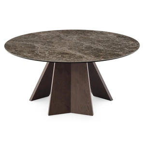 Calligaris Icaro W62.9-inch Ceramic/Wood Customizable Round Dining Table