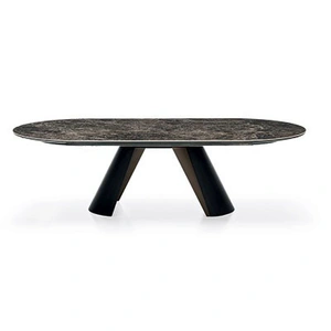 Calligaris Apian W98.4-inch Ceramic/Metal Customizable Oval Dining Table