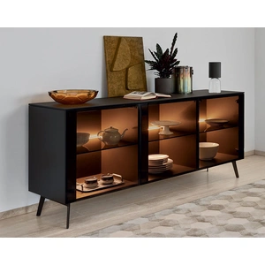 Calligaris Universal Ceramic/Wood Customizable Sideboard w/3 Glass Doors & Metal Legs