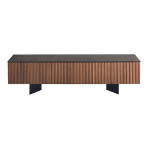 Calligaris Universal Ceramic/Wood Customizable TV Stand w/2 Doors & Drop-Down Door & Metal Frame