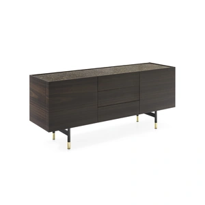 Calligaris Horizon Ceramic/Wood/Metal Customizable Sideboard w/2 Doors & 3 Drawers & Metal Feet