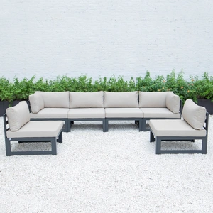 LeisureMod Chelsea 6-Piece Patio Polyester Sectional w/Cushions