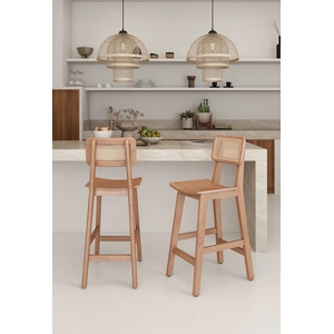 Manhattan Comfort Versailles Rattan/Wood Counter Stool