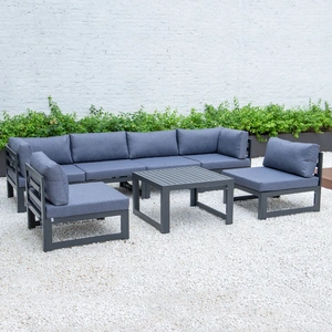 LeisureMod Chelsea 7-Piece Patio Polyester Set