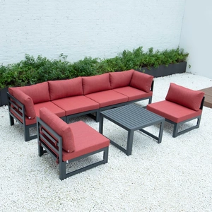 LeisureMod Chelsea 7-Piece Patio Polyester Set