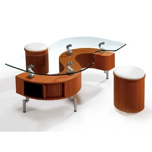 Pantek Furniture CT 326 S-Shape Storage Coffee Table w/2 Cushion Stools