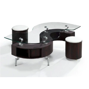 Pantek Furniture CT 326 S-Shape Storage Coffee Table w/2 Cushion Stools