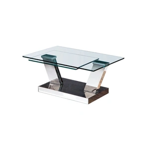 Pantek Furniture CT 655 Rotatable Rectangle Glass Top Coffee Table, Silver