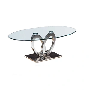 Pantek Furniture CT 658 Oval Glass Top Coffee Table, Silver