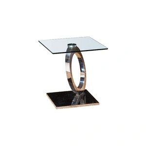 Pantek Furniture CT 658 Square Glass Top End Table, Silver