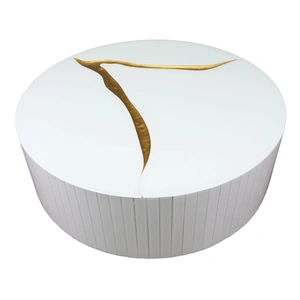 Furnings Timeless Round Coffee Table, White & Gold