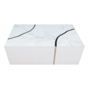 Furnings Timeless Rectangular Coffee Table, White & Silver