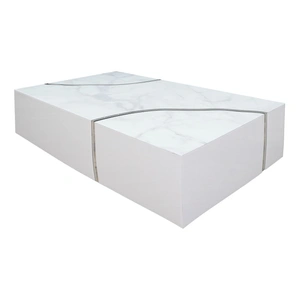 Furnings Timeless Rectangular Coffee Table, White & Silver