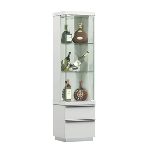 Pantek Furniture CU 2920 18-inch 1-Door 2-Drawer Curio w/Lamp