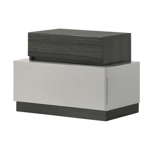J&M Furniture Cube Nightstand w/Drawer, Grey/Black