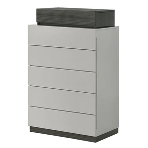 J&M Furniture Cube Fabric Bedroom Set w/LED , Grey/Black