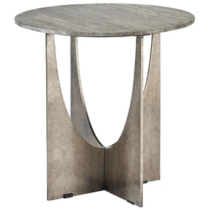 Universal Furniture Op Art Stone/Metal End Table, Gray/Aged Pewter
