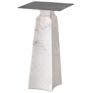 Universal Furniture Figuration Aluminum/Marble Square Side Table, Grey/White