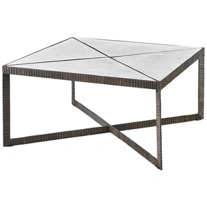 Universal Furniture Abstraction Marble/Aluminum Sqaure Coffee Table, Inset White