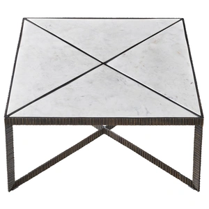 Universal Furniture Abstraction Marble/Aluminum Sqaure Coffee Table, Inset White
